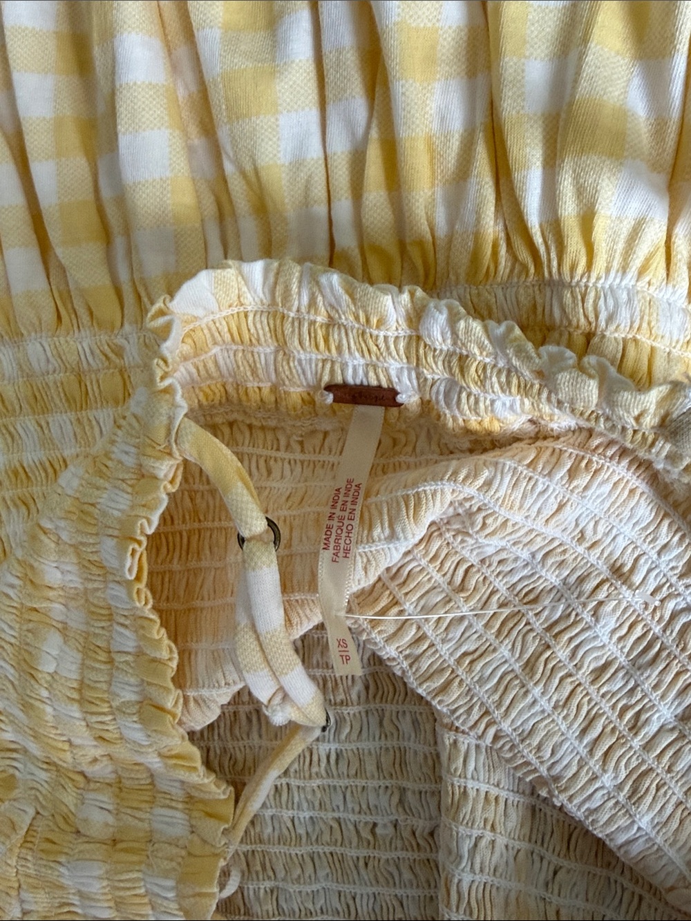 Free People Gingham Yellow Top XS - Picture 7 of 11